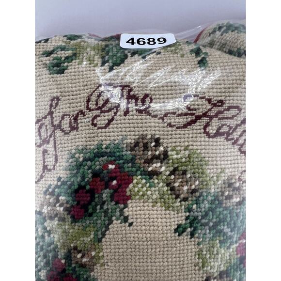 Vintage Lillian Vernon Home For The Holidays Christmas Wool Needlepoint Pillow - Picture 7 of 7